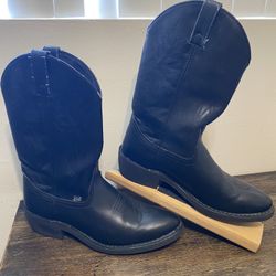 Justin Black Leather Cowboy Boots Men’s 10 1/2 D Style JB1104 Used Good Shape