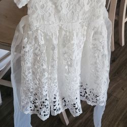 White Baby Baptism/wedding Dress 3 To 6 Months
