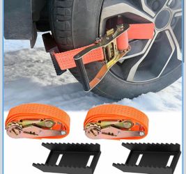 Emergency Tire Traction Straps with Ratchet – 2 Pack