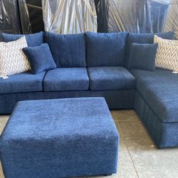 🚛Brand new blue Couch 🚛Free Delivery Free Ottoman