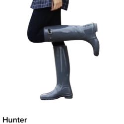 Hunter Originals Refined Tall Rain Boots Blue Size 6 Women’s