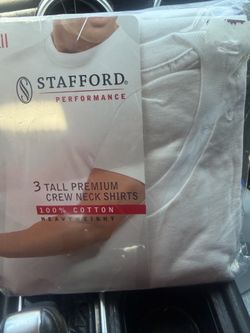Stafford 3-Pack Men's Big & Tall Heavyweight Cotton Crew-Neck T-Shirt White