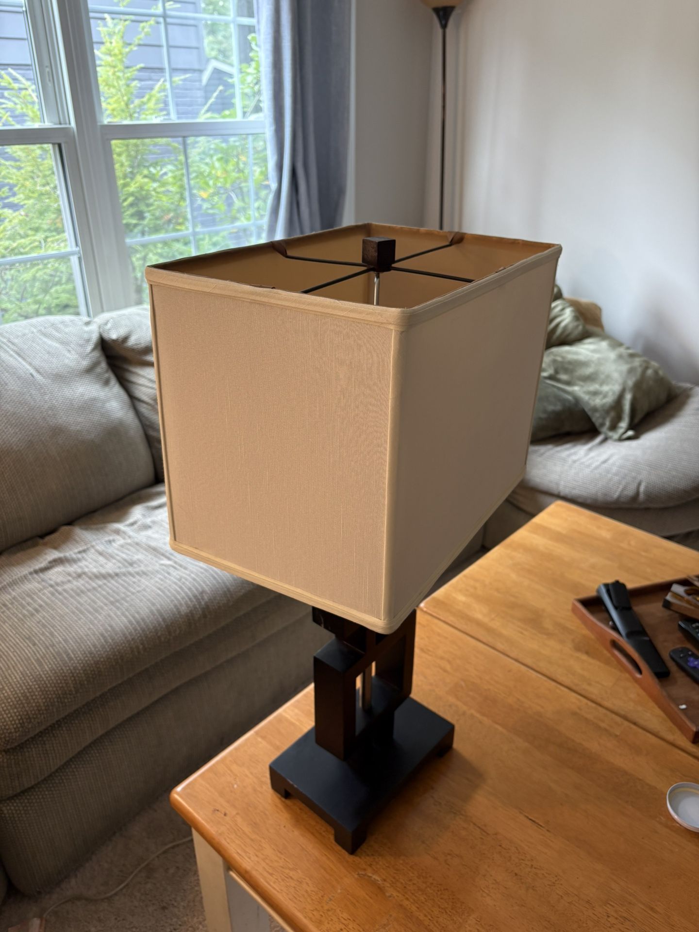 White Lamp Shade With Black Base 