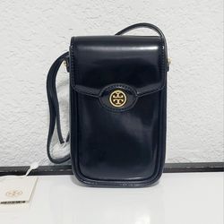 Tory burch patent leather phone crossbody bag purse handbag black gift