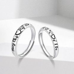 Sterling silver, puppy sticker ring, cute graffiti, creative design, romantic and sweet personality, simple ins style, adjustable opening, silver ring