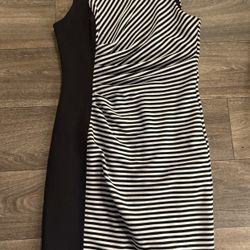 Guess Black and White Striped Midi Sheath Dress