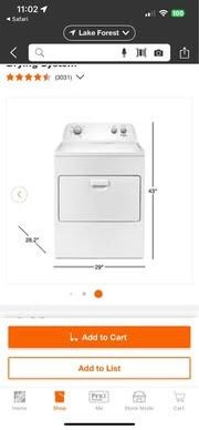 New in box! Whirlpool 7.0 cu. ft. 240-Volt White Electric vented Dryer with AUTODRY Drying System