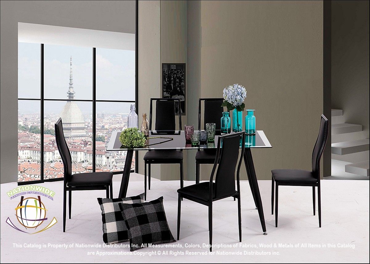 BRAND NEW Nationwide Furniture 7-Piece Dining Set With Two-tone Glass-top table