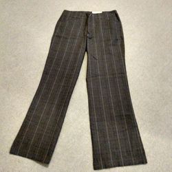 BRAND NEW WITH TAG LADIES PATTERN GREY PLAID DRESS PANTS SIZE 8