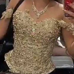 Gold Quincrañera Dress