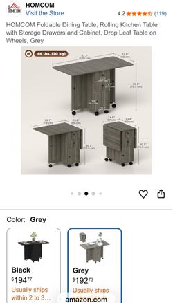 Foldable Rolling Table Grey