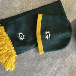 Green Bay Packers beanie and scarf
