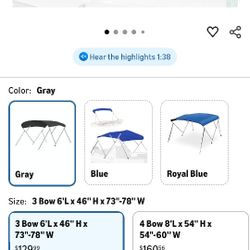 3 Bow Light Gray Bimini Top