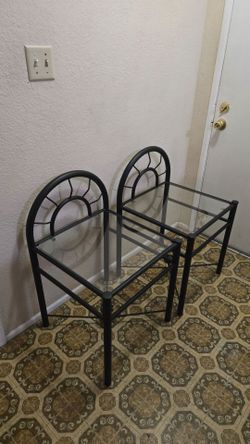 Black Iron and Glass Side Tables Night Stands