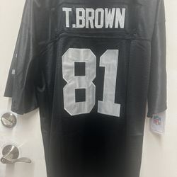 Tim Brown Raiders Black / Silver New Jersey Size XL