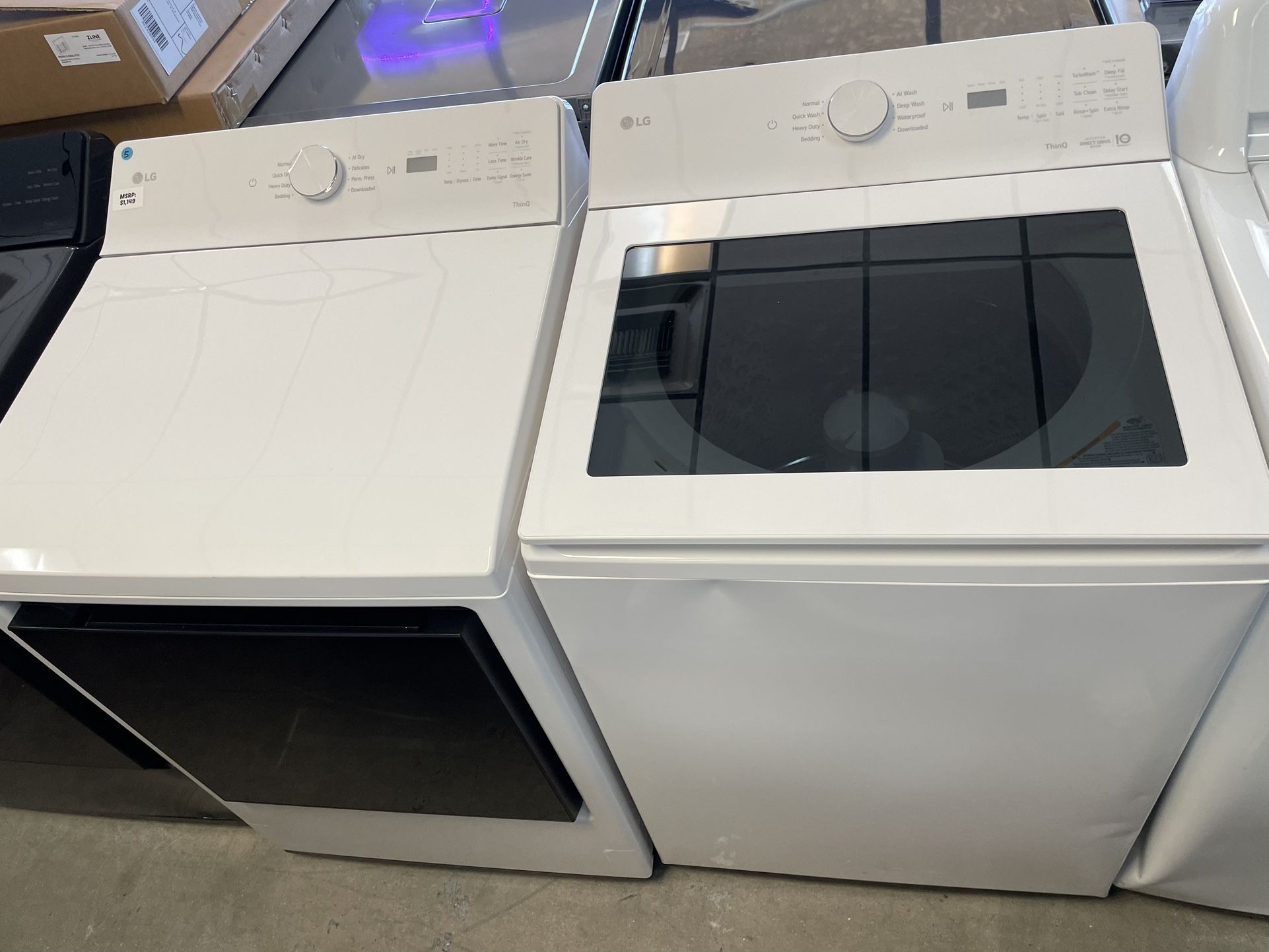 Lg Top Load Washer & Dryer Set In Electric And Agitator
