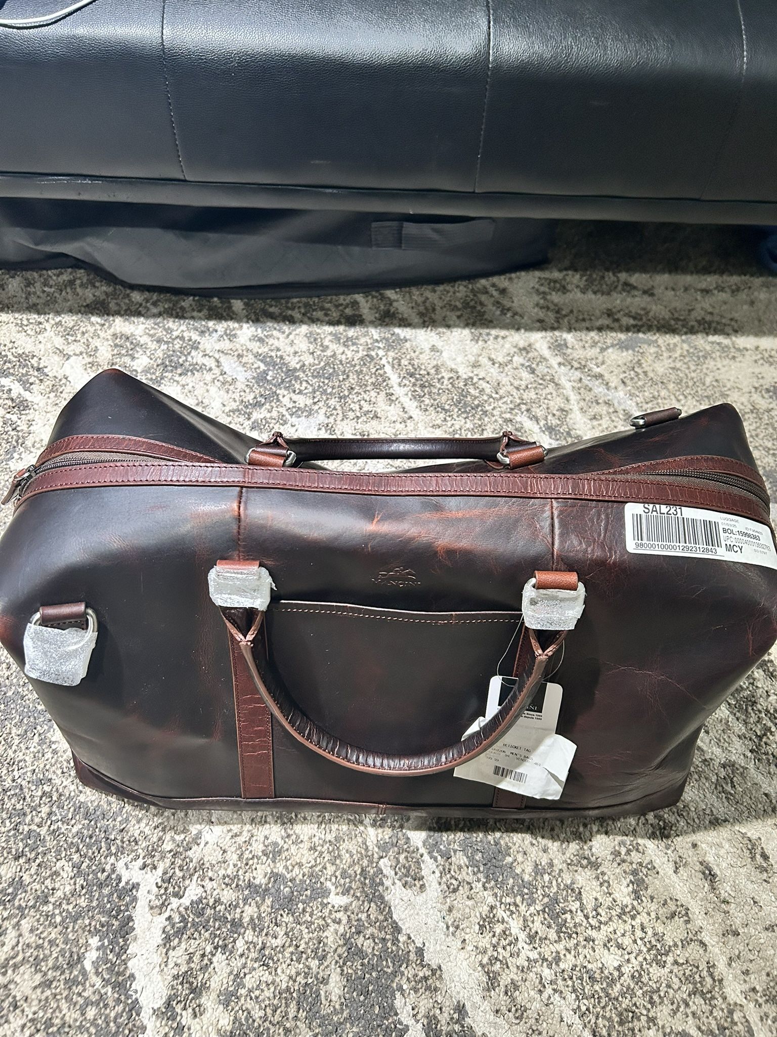 Brand New Mancini Leather Bag/Carry On