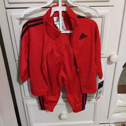 Red Adidas 2 Piece JoggerSuit (9mon)
