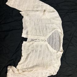 White Crochet Bolero Shawl