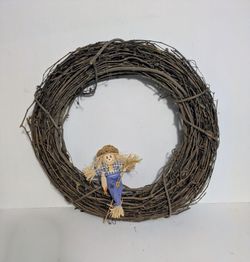 Wreath  Grapevine Autumn Harvest with Scarecrow 17 x 18