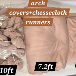 Dusty Rose Pink  Bundle  Arch Covers  And 3 Cheesecloth Runners  10ft New  3