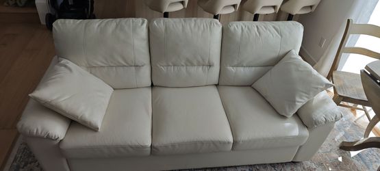 White 3 seater couch/sofa, faux leather