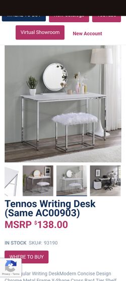 ACME Writing Desk – Modern White Office Desk, New in Box, Home Workspace