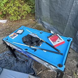 Mini Pool Table With Pingpong And Basketball (Comes With Pool Sticks And Balls) 