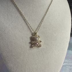 New Stainless Steel Crystal Bear Necklace