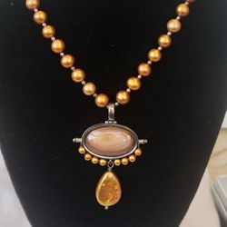 Genuine Fw.pearls Bronze W/ M.o.p. N.k