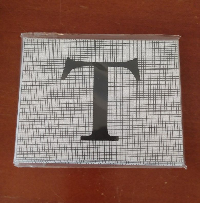 BRAND NEW IN PACKAGE MICHAEL'S BLACK & WHITE MONOGRAM INITIAL 'T' BLANK INSIDE NOTECARD SET WITH ENVELOPES - 6 CT