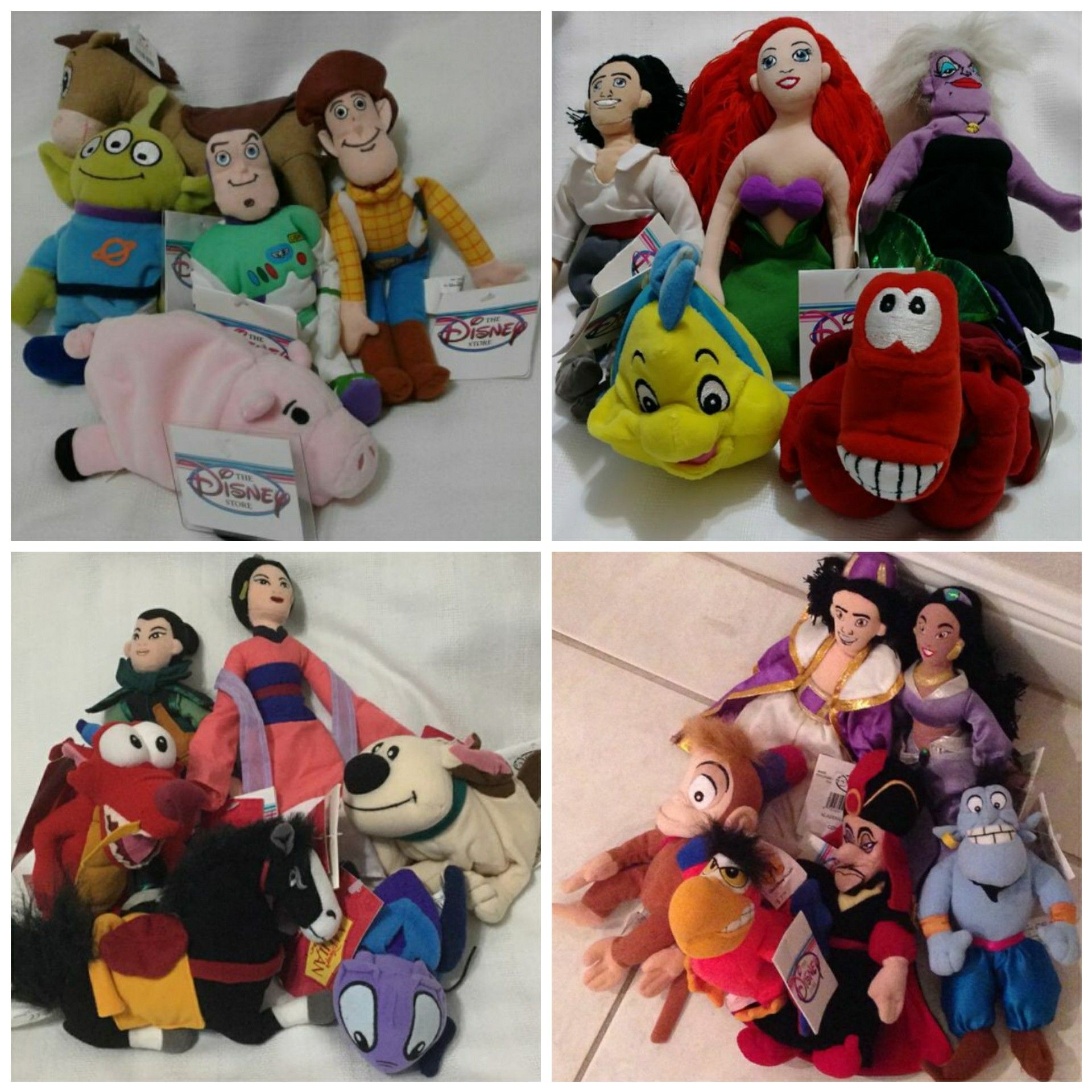 Ariel Little Mermaid Ursula Flounder Sebastian Mulan Mushu Toy Story Buzz Woody Aladdin Jasmine Abu Disney Princess Bean Bag Plush Doll Sets