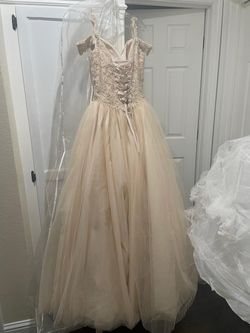 Champagne Lace Corset Ball Gown
