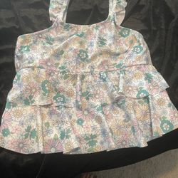 Wonder Nation Size L (10-12) Ruffled Front Blouse