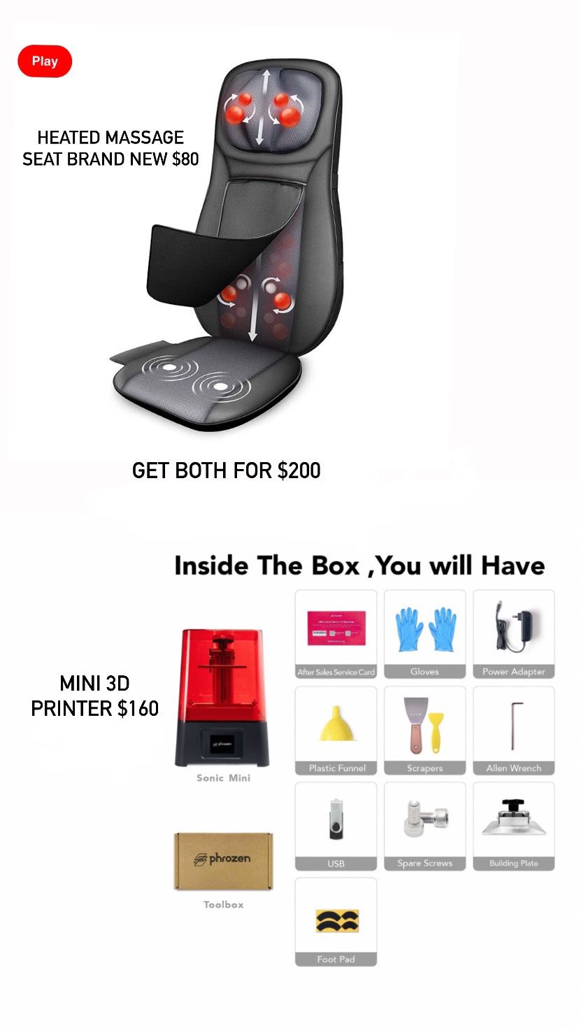 Heated Massage Seat & Mini 3D Printer 