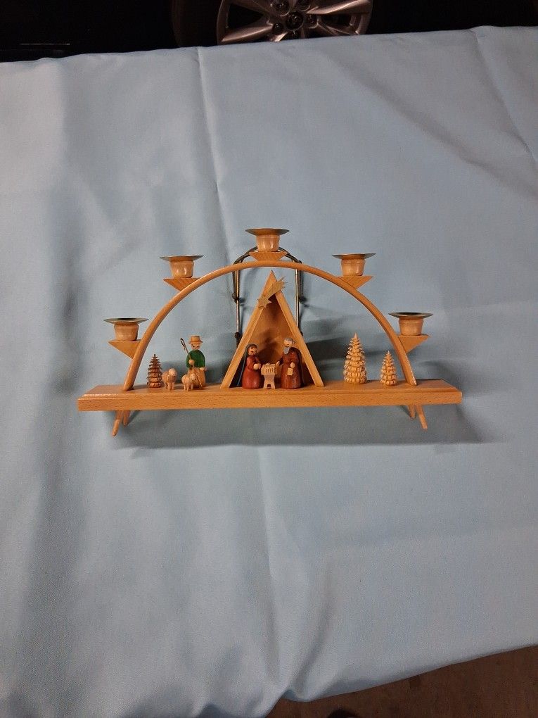 German Nativity Candle Holder