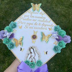 Cap Topper Para Gorro De Graduación 👩‍🎓 (elige A Tu Gusto Colores, Flores Y La Frase Que Más Te Guste 