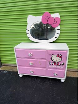 Beautiful Hello Kitty Girls dresser vanity wardrobe closet chest bedroom furniture pink white wood