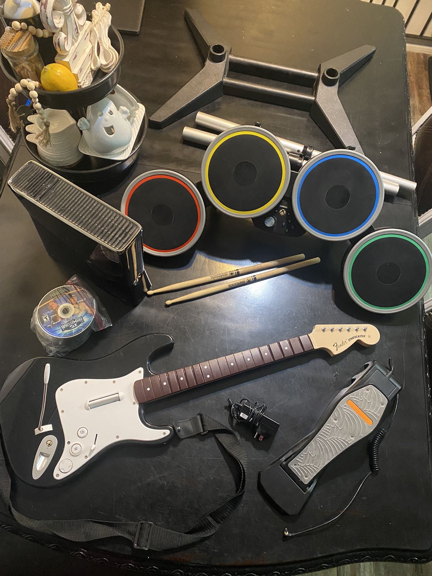 Xbox Rock Band Guitar And Drum Set