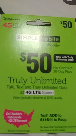 Simple moble $50 credit