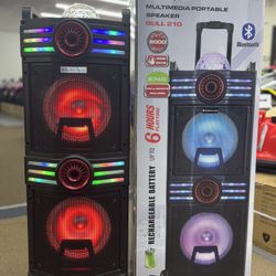 Multimedia Portable 2x10” Speaker With Free Mic