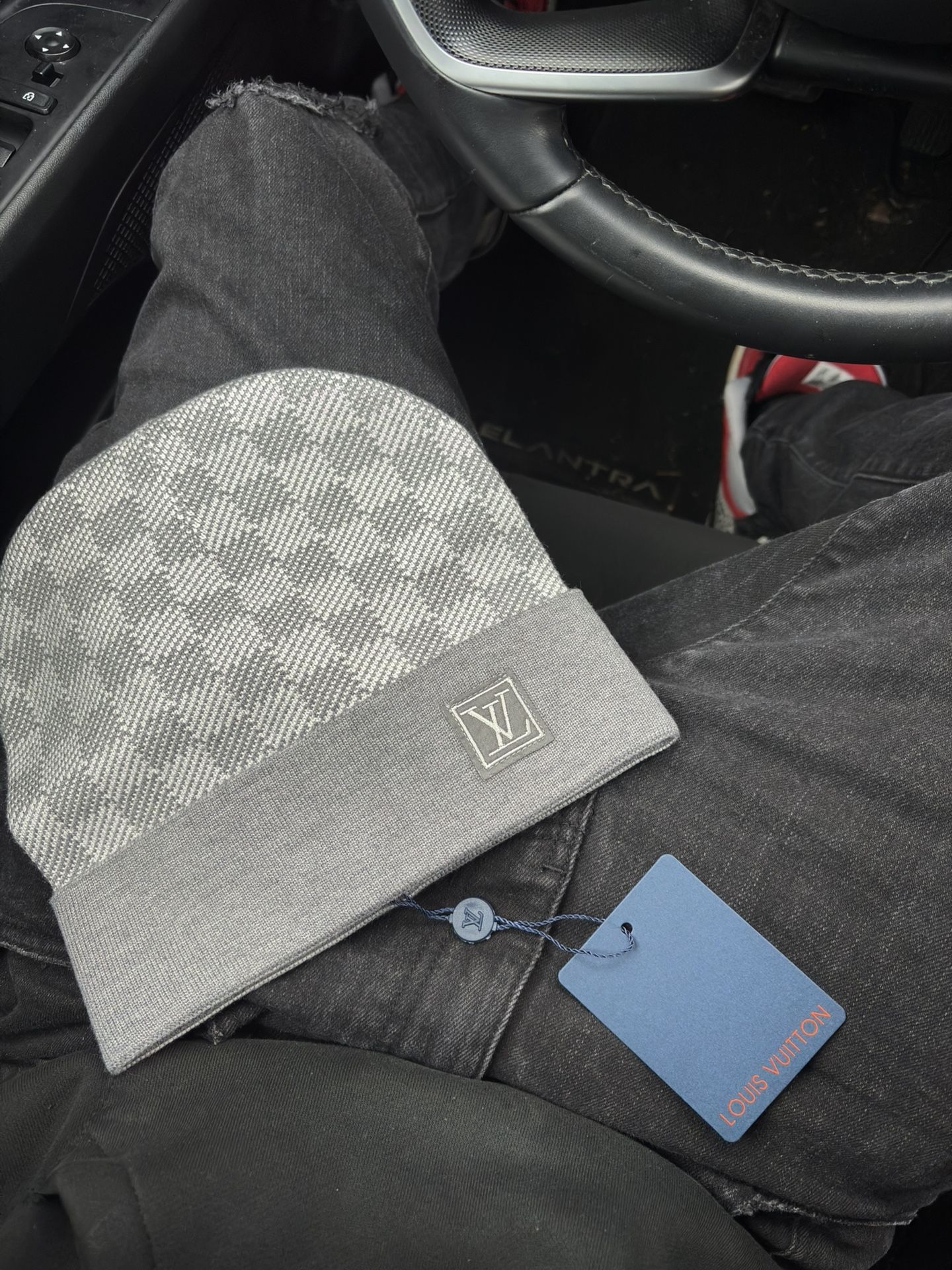 Louis Vuitton Gray Checkered Beanie