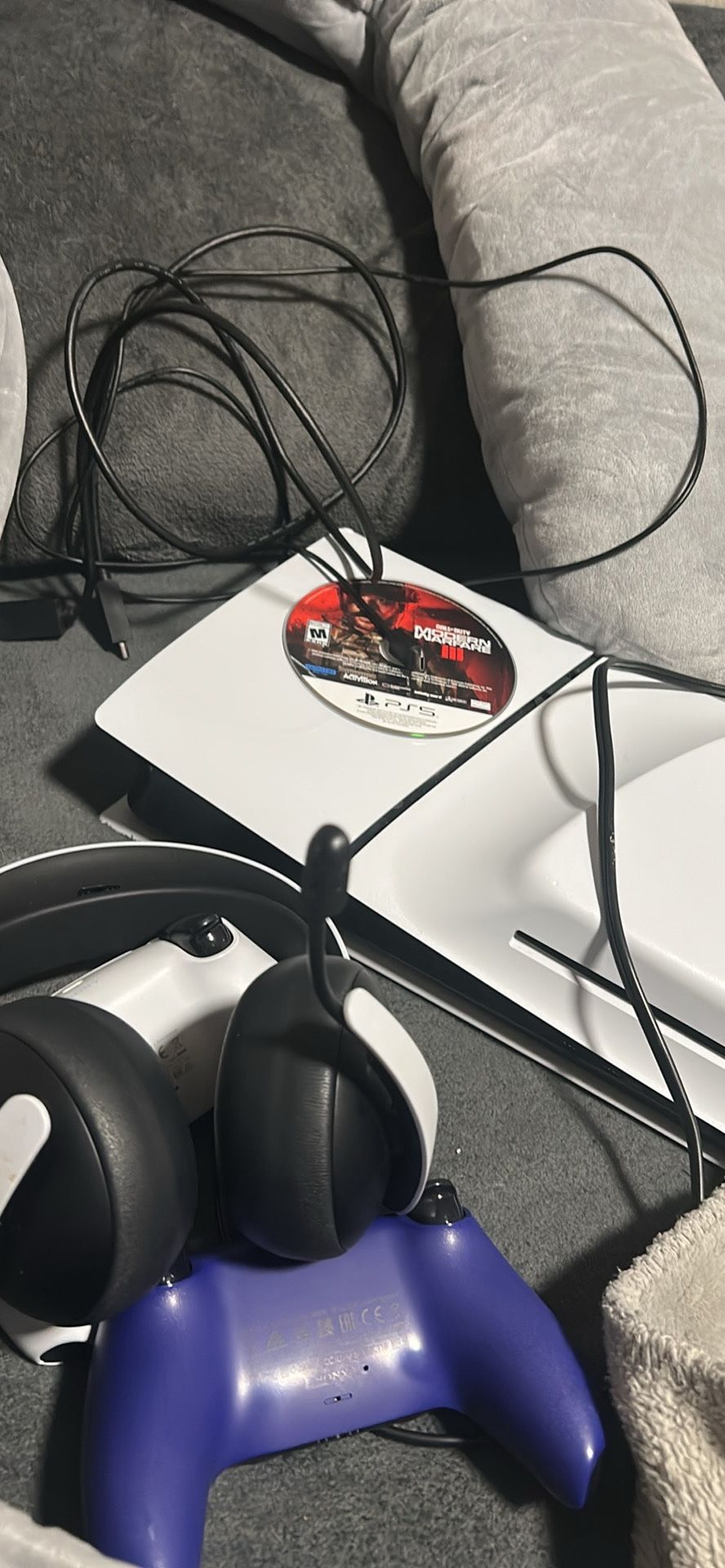 Ps5 Slim 2 Controllers And Ps5 Sony Headphones And 1 Game