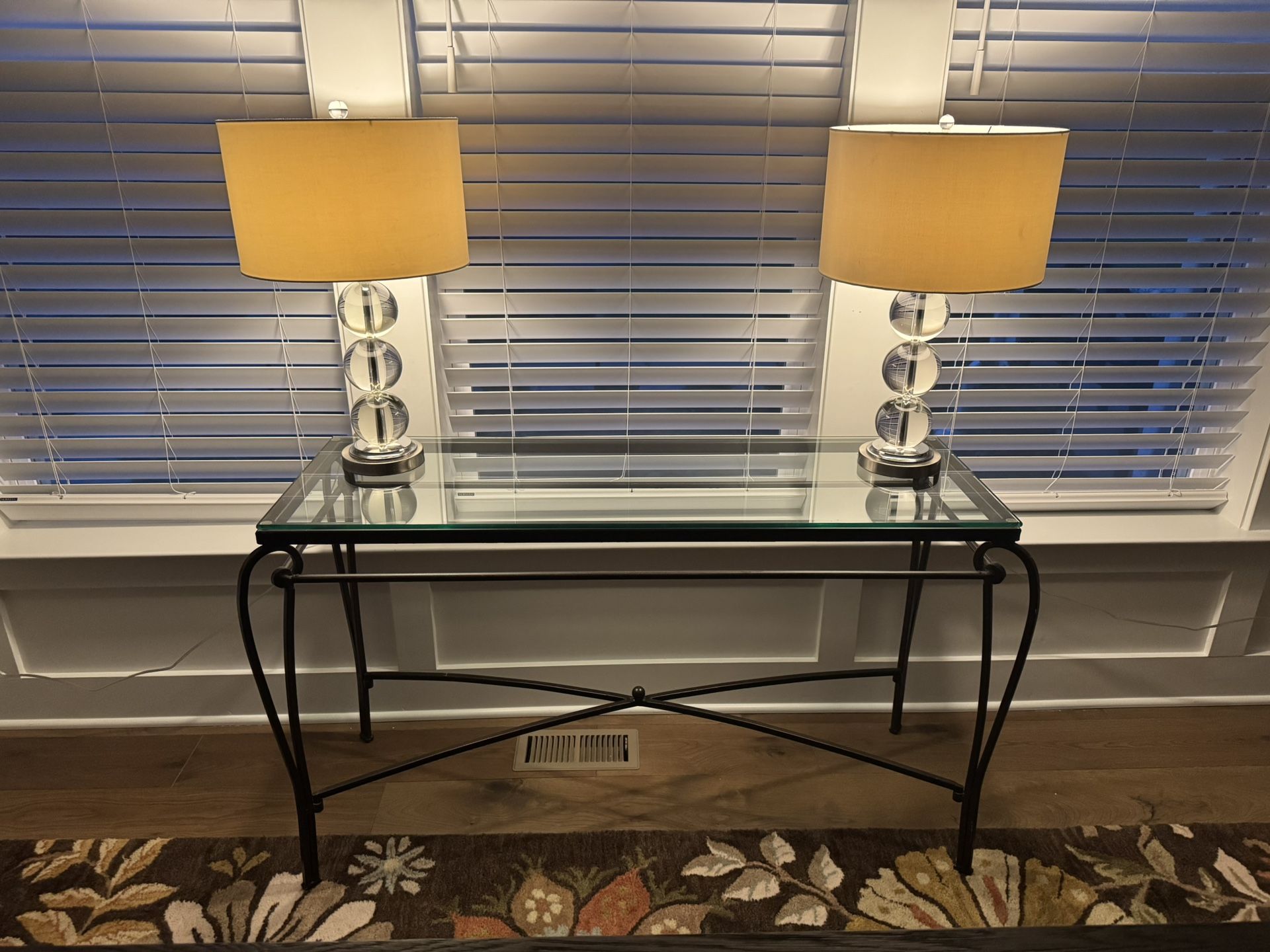 Glass top iron Console Table