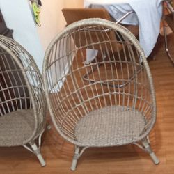 Vintage  Handwoven  Bamboo Chairs Set