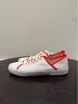 Women’s Boden White Canvas Low-Top Sneakers with Red Trim - size 40