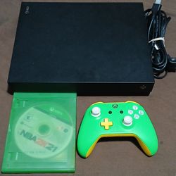Xbox One X Console With Controller And Game.  Works 
