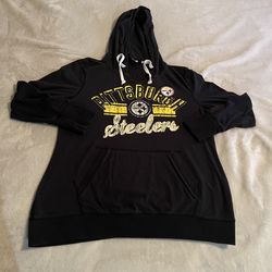 Pittsburgh Steelers Hoodie Women XL Black NFL Football Sweatshirt Pullover Logo