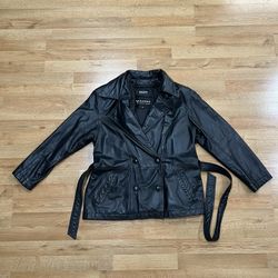Wilson’s Leather Black Belted Leather Jacket — Thinsulate Lined, Size M