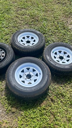 Castle Rock ST Trailer Tires on White Rims